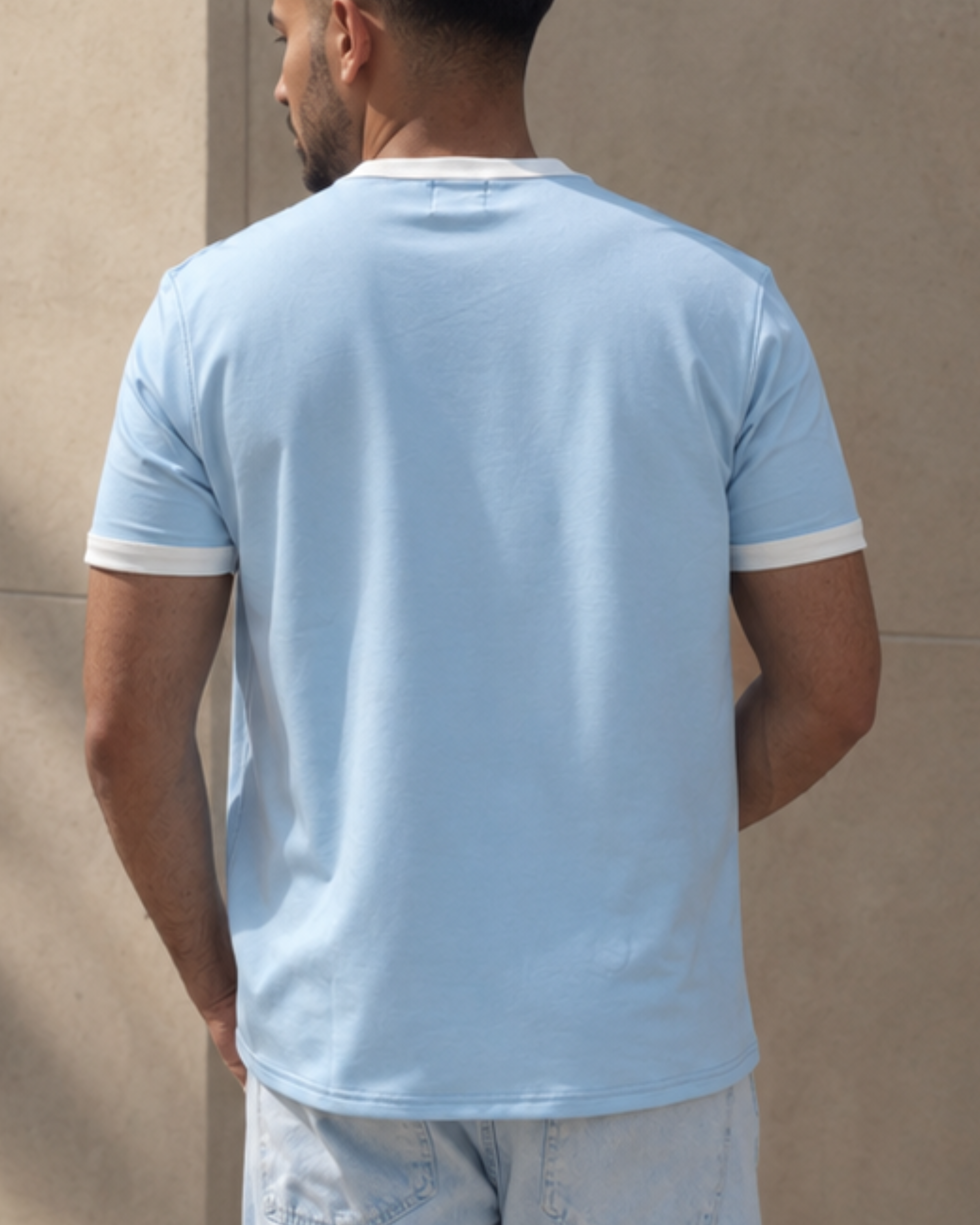 VELEN Ringer Tee — Sky Blue