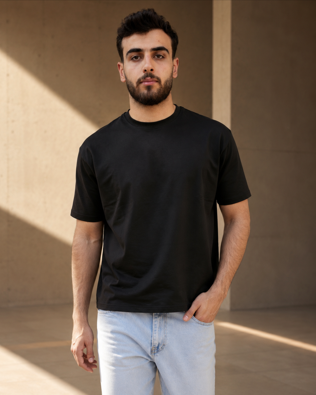 VELEN Boxy Cropped Tee — Black