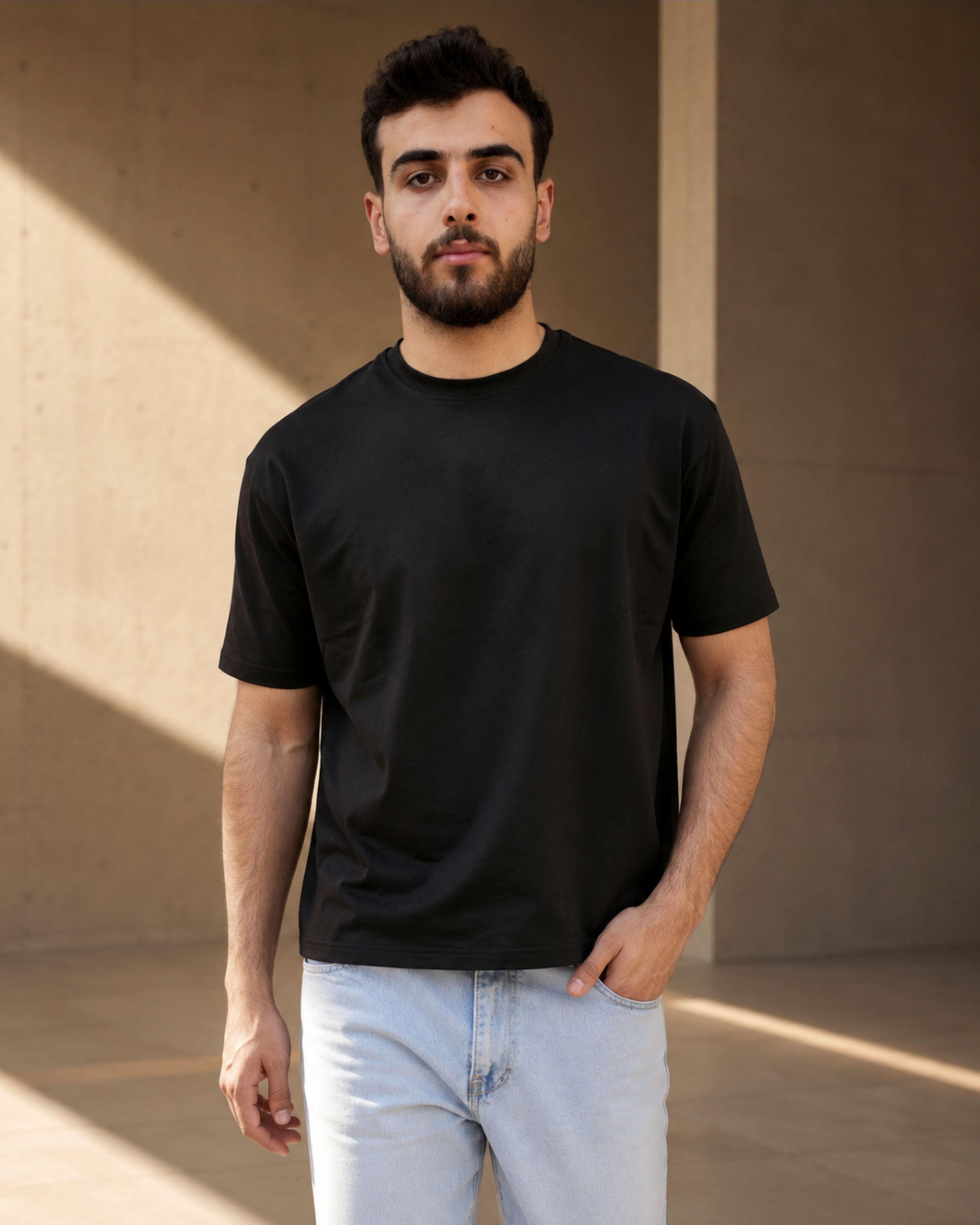 VELEN Boxy Cropped Tee — Black
