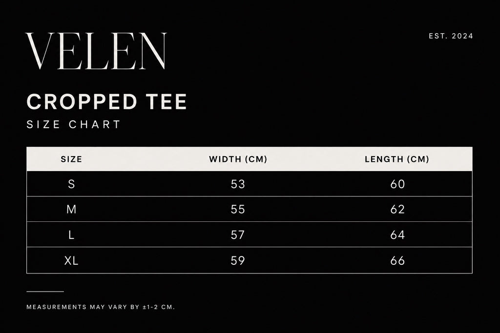 VELEN Boxy Cropped Tee — Black